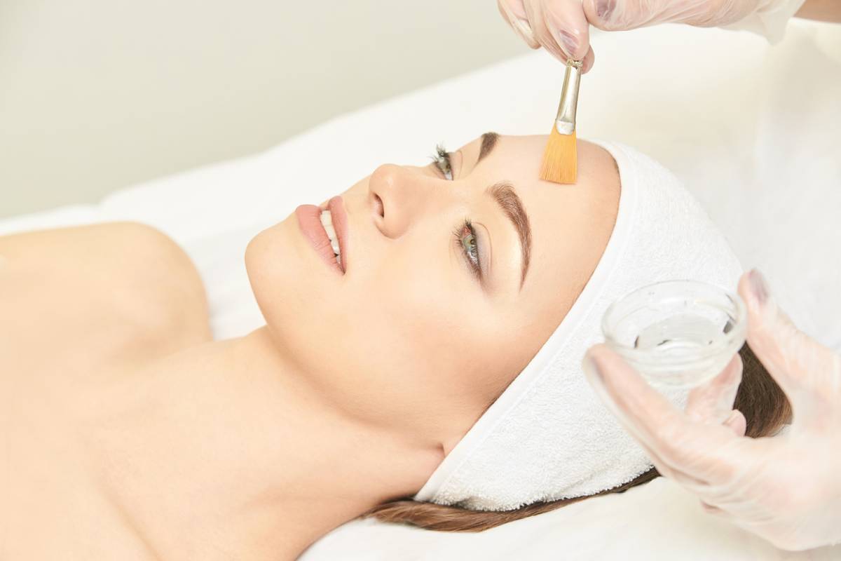 concept image of woman getting chemical peel that does not hurt